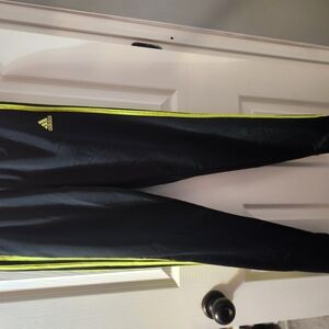 Adidas Black Track Pants with Neon Stripes